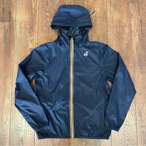 K-Way Le Vrai Claude 3.0 Packable Waterproof Windbreaker Hooded Navy Blue Small